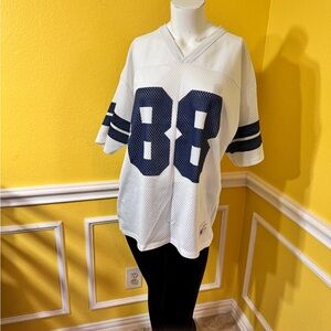 White and Blue Mesh Football Jersey